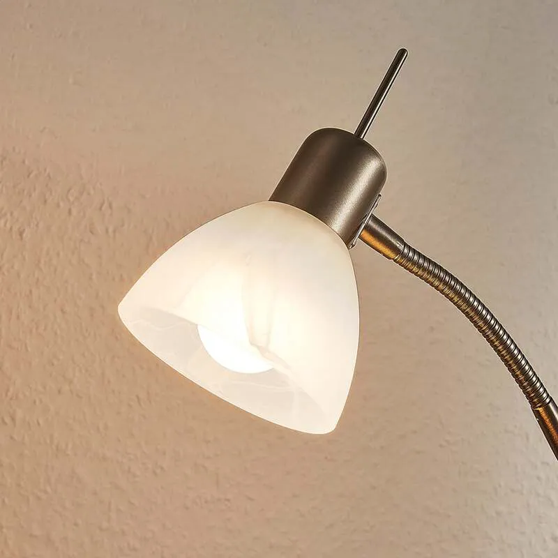 B-Ware Lindby Stehlampe Gwendolin LED Stehleuchte verstellbar Glas alabaster nickel