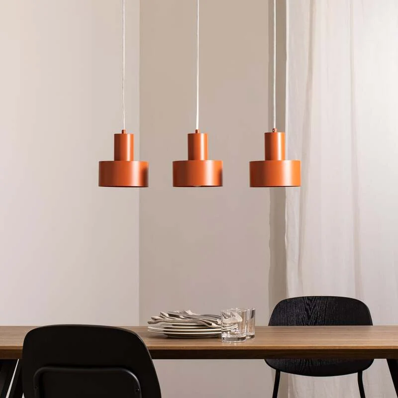 B-Ware Hängeleuchte Rif 3 ziegelrot 3-flammig dimmbar Stahl 67x15 cm Sigma
