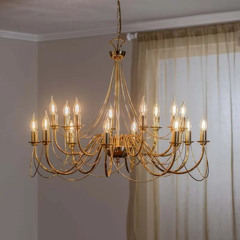 B-Ware Kronleuchter Retro 16-flammig gold 90 cm dimmbar von Domiluce