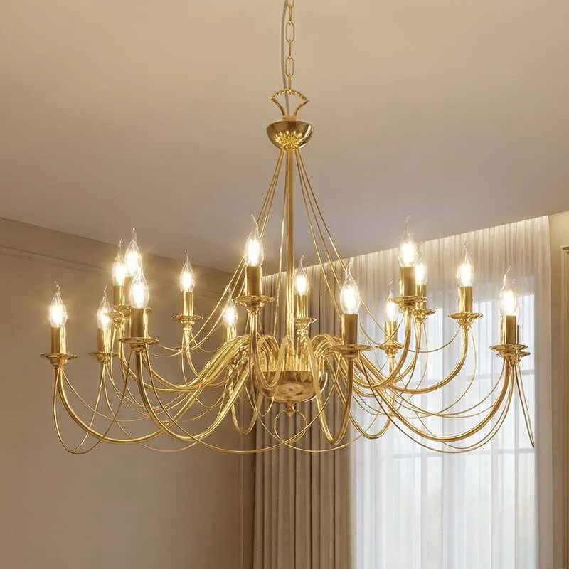 B-Ware Kronleuchter Retro 16-flammig gold 90 cm dimmbar von Domiluce