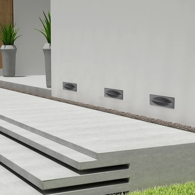 B-Ware Lucande LED Wandeinbauleuchte Zandro anthrazit Gartenleuchte IP65 25cm 11W
