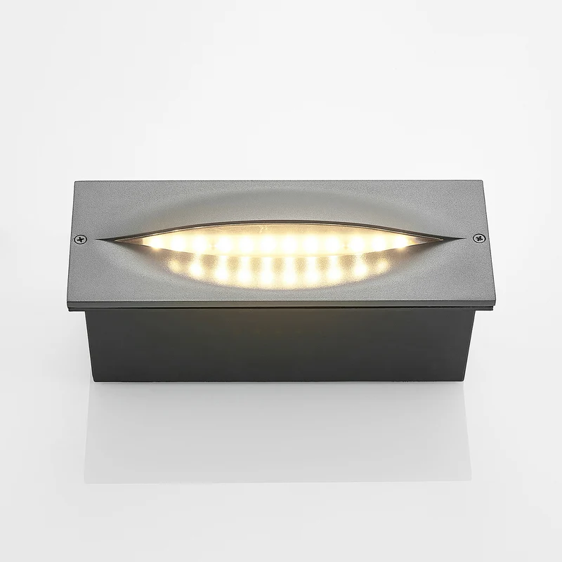 B-Ware Lucande LED Wandeinbauleuchte Zandro anthrazit Gartenleuchte IP65 25cm 11W
