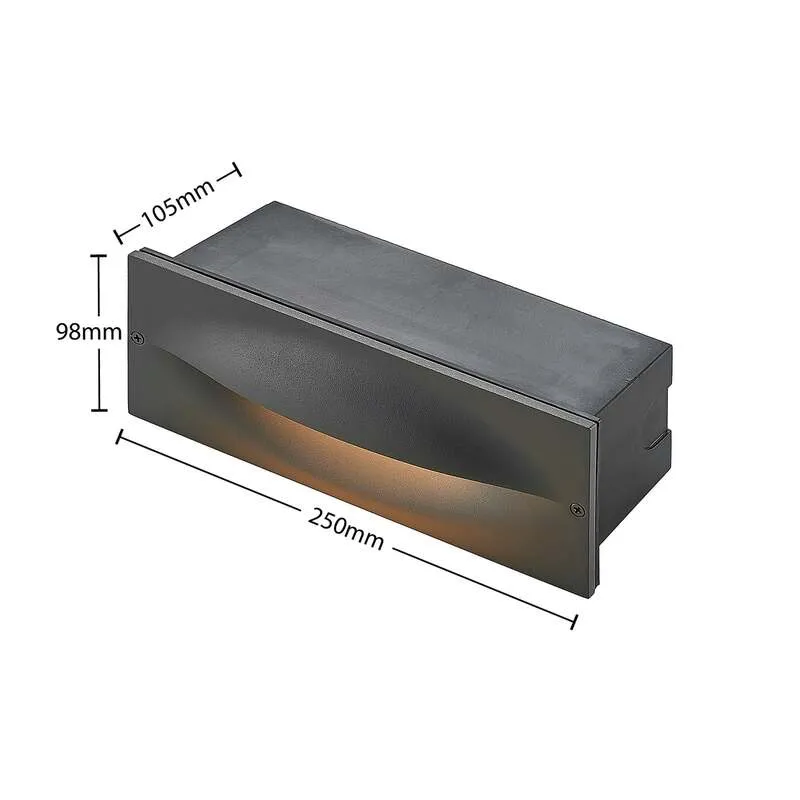B-Ware Lucande LED Wandeinbauleuchte Zandro anthrazit Gartenleuchte IP65 25cm 11W