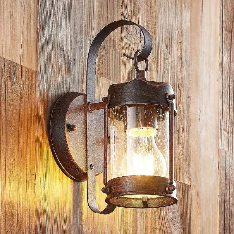 B-Ware Lindby Außenwandleuchte Farly LED Gartenlampe Wandleuchte rostbraun Alu 17cm