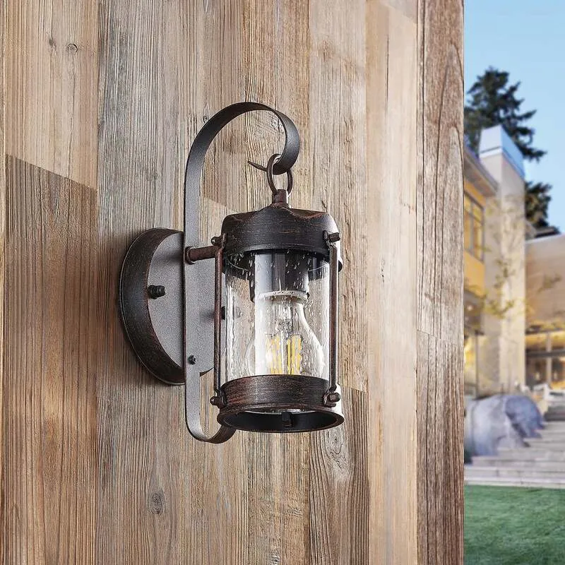 B-Ware Lindby Außenwandleuchte Farly LED Gartenlampe Wandleuchte rostbraun Alu 17cm
