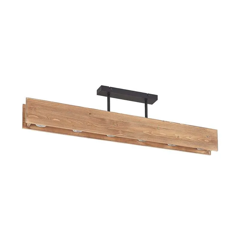 B-Ware Lindby Malwin Deckenleuchte GU10 100 cm 6-flg Kiefernholz dunkel lasiert