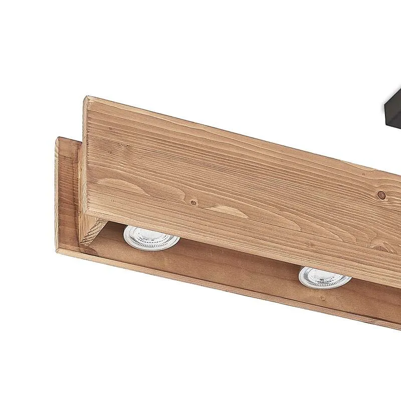 B-Ware Lindby Malwin Deckenleuchte GU10 100 cm 6-flg Kiefernholz dunkel lasiert