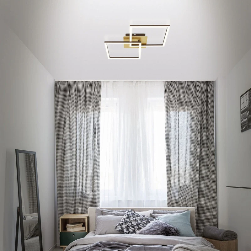 B-Ware LED Deckenleuchte Deckenlampe Frame gold dimmbar Memoryfunktion Raum Beleuchtung