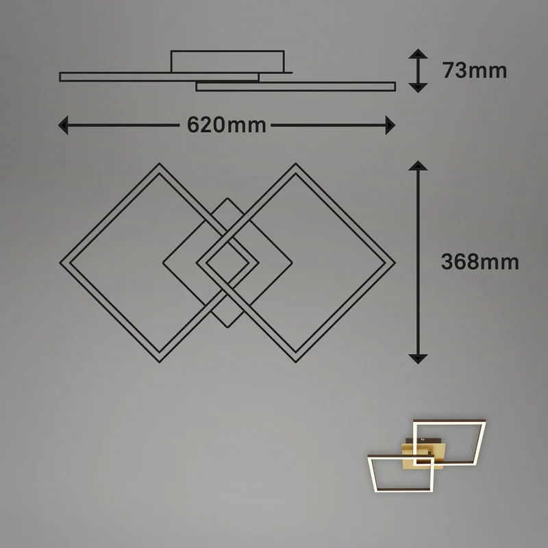 B-Ware LED Deckenleuchte Deckenlampe Frame gold dimmbar Memoryfunktion Raum Beleuchtung