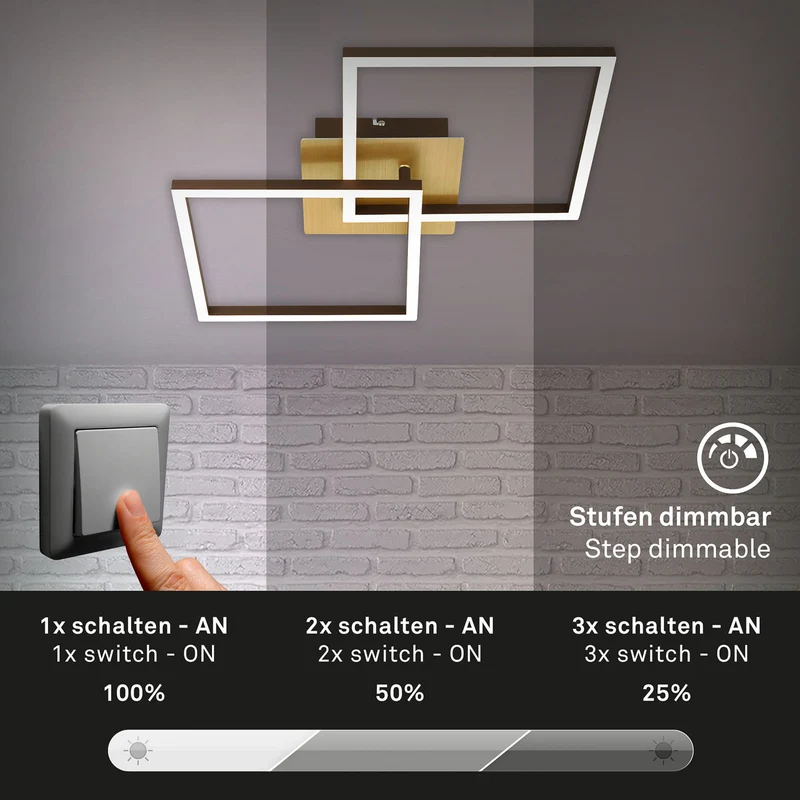 B-Ware LED Deckenleuchte Deckenlampe Frame gold dimmbar Memoryfunktion Raum Beleuchtung
