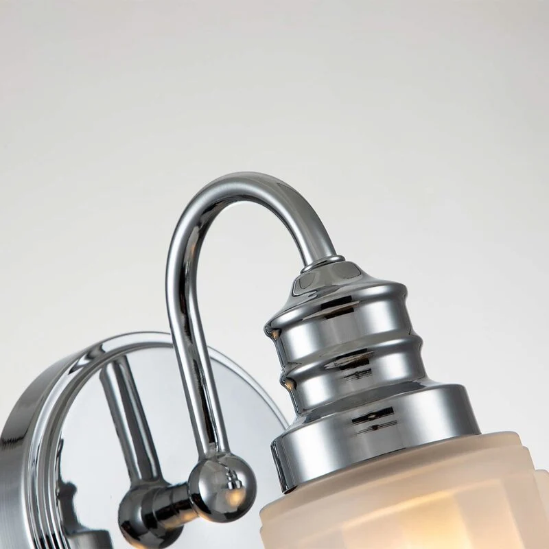 B-Ware QUOIZEL Wandleuchte Wandlampe Swell chrom poliert Stahl Glas satiniert IP44