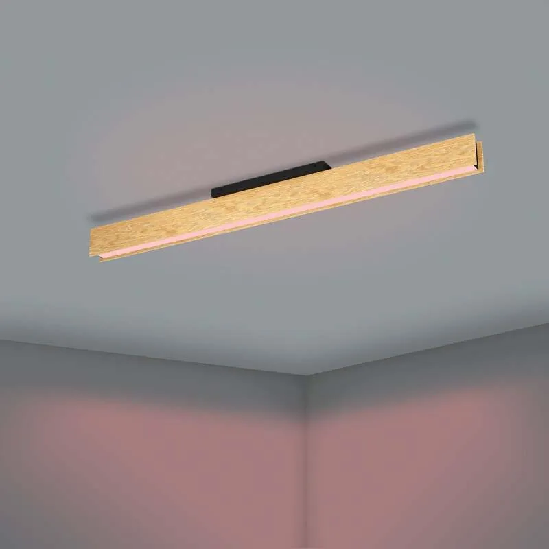 B-Ware Smart-ZIG-LED-Deckenlampe Anchorena-Z 123 cm RGB CCT dimmbar Eglo Holz