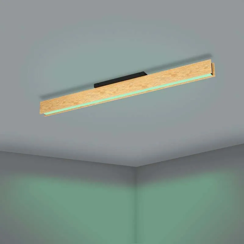 B-Ware Smart-ZIG-LED-Deckenlampe Anchorena-Z 123 cm RGB CCT dimmbar Eglo Holz