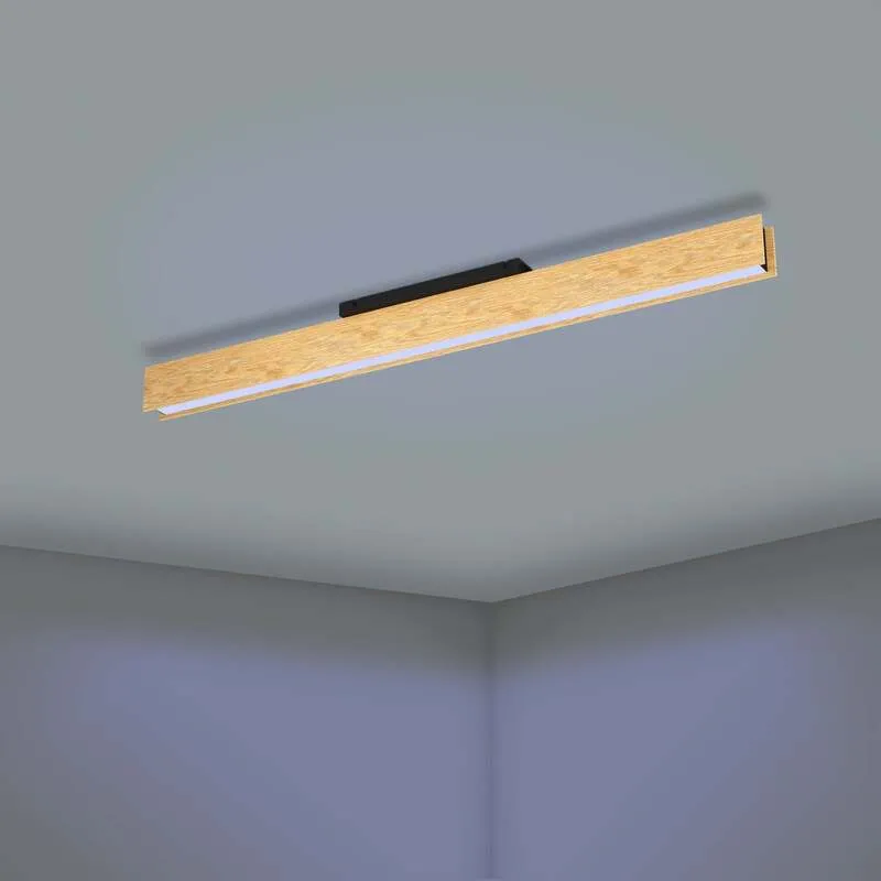 B-Ware Smart-ZIG-LED-Deckenlampe Anchorena-Z 123 cm RGB CCT dimmbar Eglo Holz